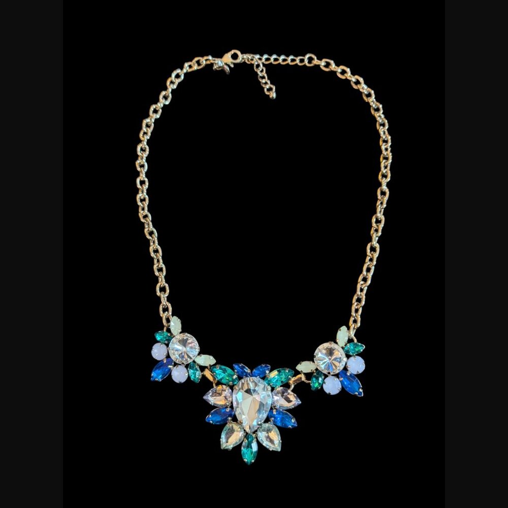 J.Crew Gold Tone Rhinestone Chunky Statement 22.25" Necklace